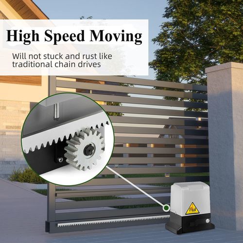 1200KG Automatic Sliding Gate Opener Kit Door Electric 2 Remote Control 8pc Rack — image 2
