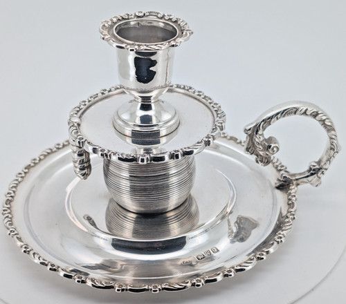VICTORIAN SOLID SILVER COMBINATION CHAMBER STICK - CHESTER 1899 BY WILLIAM NEALE
