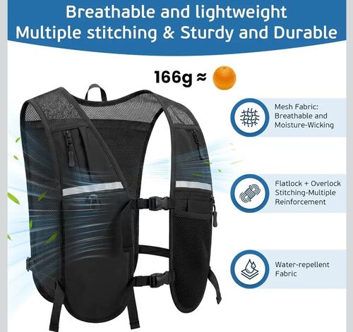 Hydration Backpack Running Vest with 500ml Water Bottle — image 3