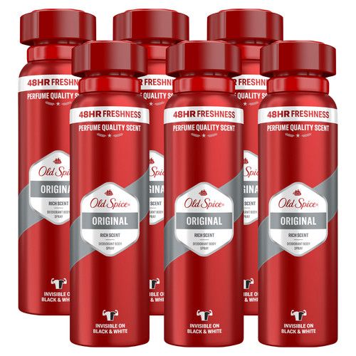 6 x Old Spice Original Deodorant Body Spray For Men 48hr Fresh Protection 150ml