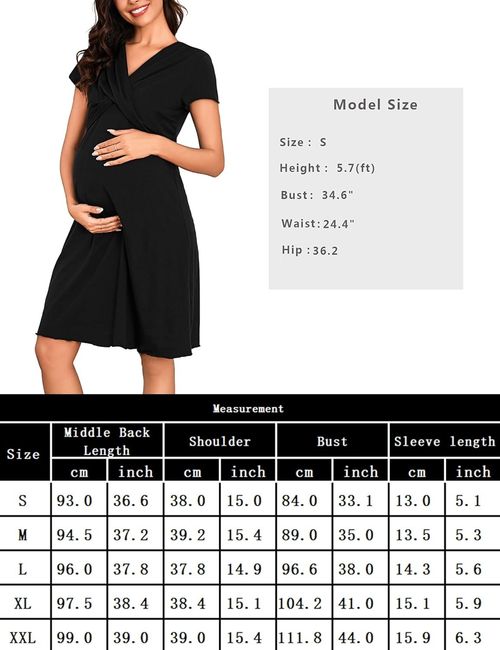 Women’s Breastfeeding Nightdress Maternity Nightshirt Nursing Nightgown Soft V — image 6