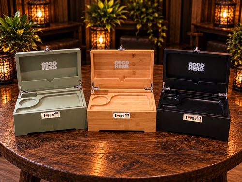 Good Herb Stash Box with Accessories, Grinder, Rolling Tray, 3 Smell-Proof Jars — image 8