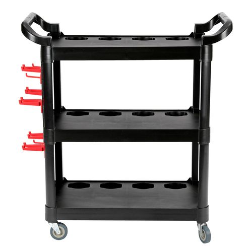 Tool Storage Heavy Duty Garage Trolley Workshop 3 Tier Wheel Cart DIY Black UK — image 5