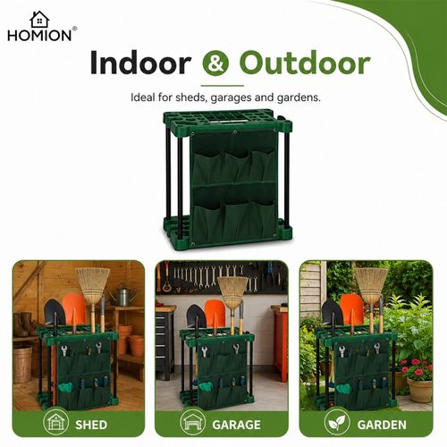Garden Tool Storage Holder Rack on Wheels Caddy Gardening Garage Organizer Stand — image 7