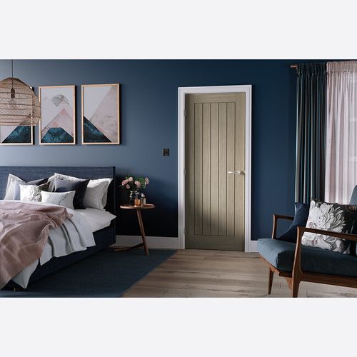 Internal Belize Light Grey Mexicano Style Cottage Solid Core Doors WITH DEFECTS — image 2