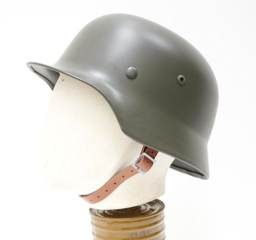German Army M40 M42 WW2 Replica Metal Helmet Olive Grey & Desert Leather Liner
