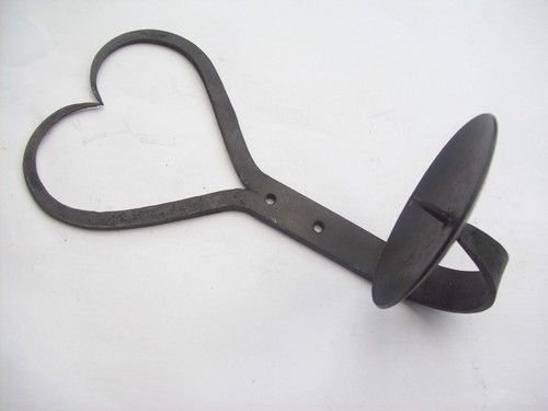 Black Hand Forged Iron Blacksmith Made Wall Mounted Candle holder Wall Sconce