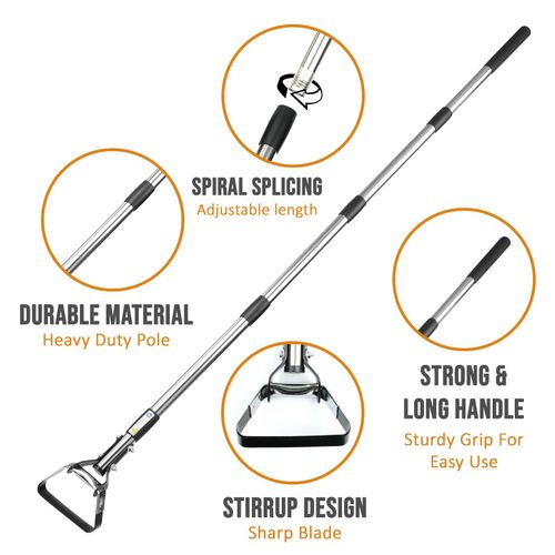 Long Handled Flexible Oscillating Hoe Adjustable Head Weeder Stirrup Garden Tool — image 3