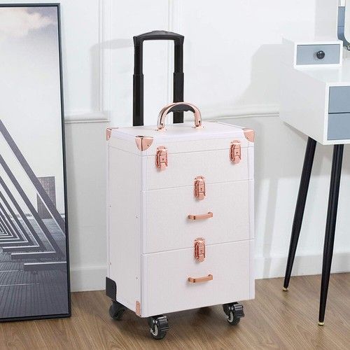 Professional Makeup Case Trolley Large Storage Cosmetic Vanity Trolley on Wheels