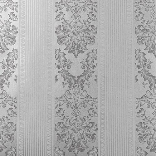 Silver Grey Damask Glitter Wallpaper Embossed Textured Non-Woven Wall Decor Roll — image 8