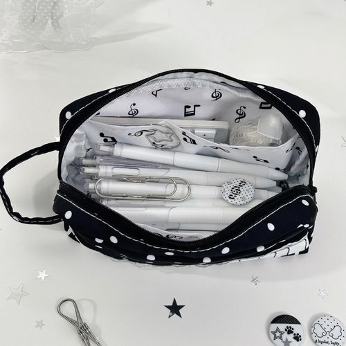 Piano Key Polka Dot Pencil Case Large Student Stationery Bag with Hand Strap — image 7