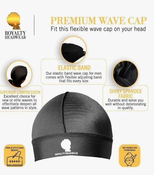 Royalty Wave Cap Durag Men 360 540 720 Waves Compression Cap Spandex Stretch — image 4