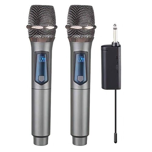 2x Wireless Microphone UHF Rechargeable Handheld Mic System Receiver Cordless