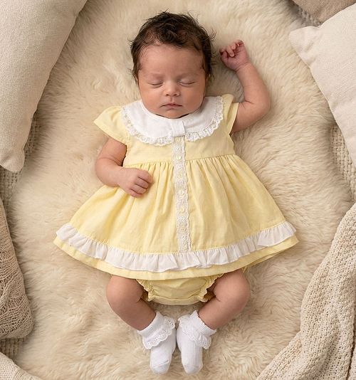 Premature Baby Girl Dress Set Prem Small Early Tiny Frilly Lemon — image 4