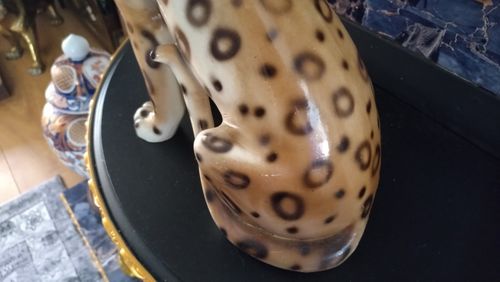 Ceramic Leopard Figurine Beige Brown Black  Decorative 14ins Good Condition — image 4