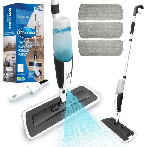 Spray Mop Floor Cleaner 3 Pads 360 Swivel Microfibre Flat Mop Set — image 1