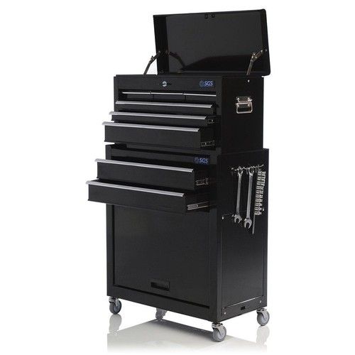 SGS Mechanics Large 8 Drawer Tool Chest & Roller Tool Cabinet, Hooks & Handle