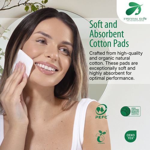 XL Organic Cotton Wool Face Pads, Makeup Remover, Baby Pads, Triple Layered, 60c — image 3
