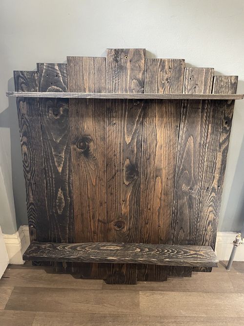 Handmade dark stain Rustic Dartboard Surround Wooden Solid  Shelves Dart Board — image 4