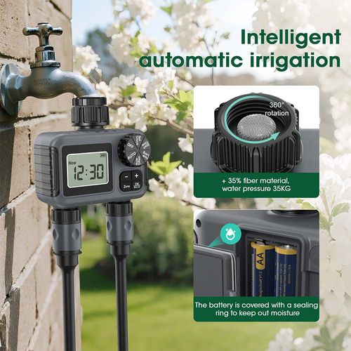 2-Zone Garden Water Tap Hose Automatic Timer Sprinkler System Irrigation Control — image 17