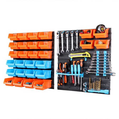 64 Pcs Storage Bin Rack Wall Mounted Tools Parts Garage Shop Shelving Organiser — image 11