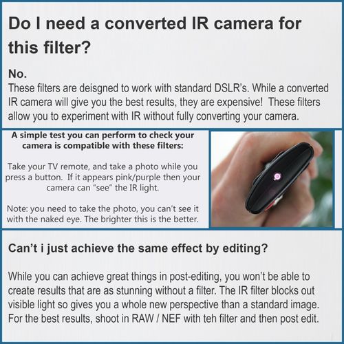 Infrared IR Camera Filter R72 720nm R85 850nm R95 950nm 49 52 58 67 72 77 82mm — image 3