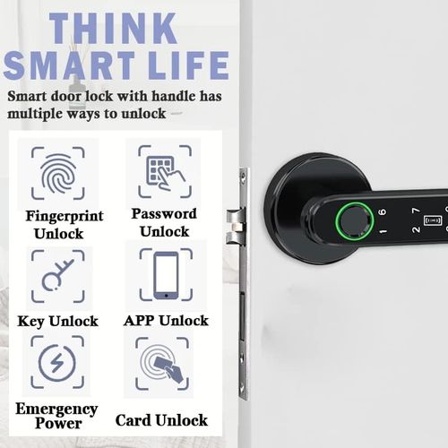 Smart Fingerprint Door Lock, Biometric Keyless Entry Door Lock with APP - Cards — image 3