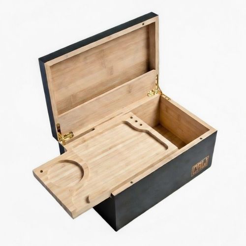 CALI Large Bamboo Stash Box Rolling Tray Smell Proof Lockable Storage Gift Set — image 6