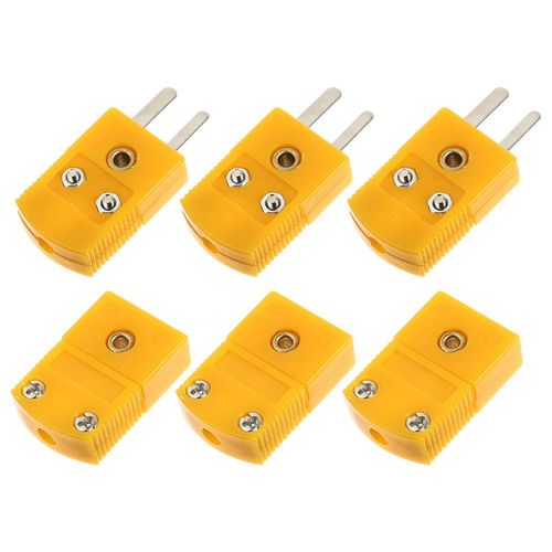 6Pcs Durable ABS Thermocouple Plug Connector K Type Yellow Wire Adapter — image 1