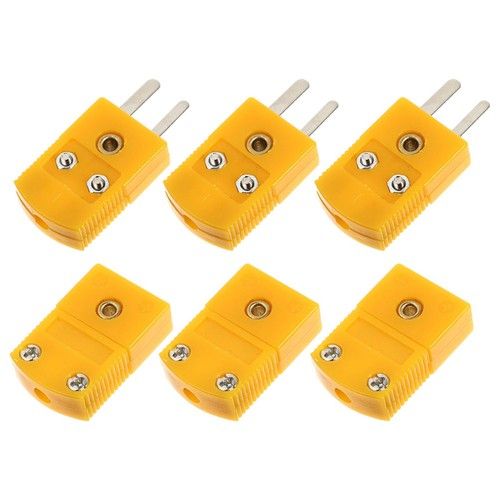 6Pcs Durable ABS Thermocouple Plug Connector K Type Yellow Wire Adapter