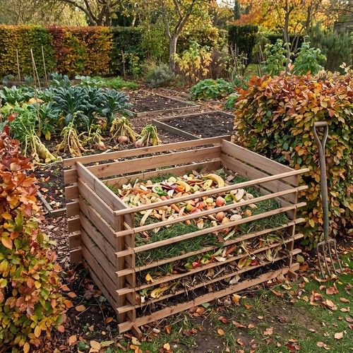 Wooden Slatted Composter Recycle Garden Kitchen Waste Storage Compost Bin 700L