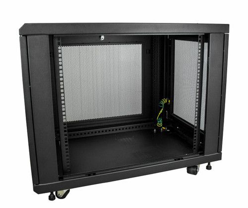 StarTech 4-Post 12U Server Rack Cabinet - RK1233BKM - Caster & Adjustable Rails