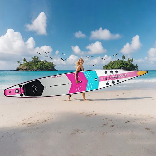14FT Inflatable SUP Stand Up Paddle Board w/ Ankle-Strap Pump Carry Bag — image 11