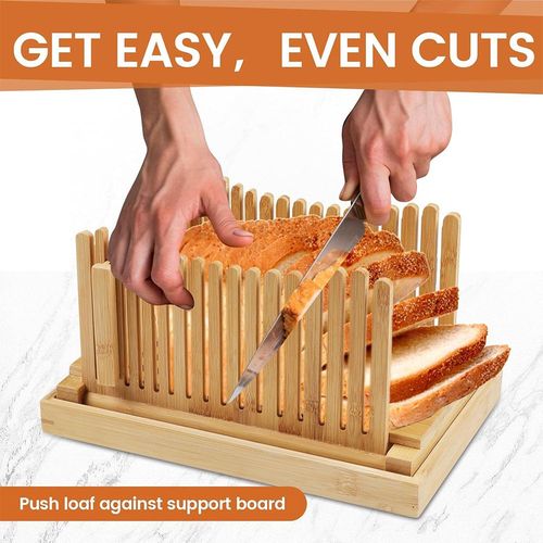 Bamboo Bread Slicer Guide Bread Cutter for Homemade Loaf-Adjustable&Foldable UK — image 8