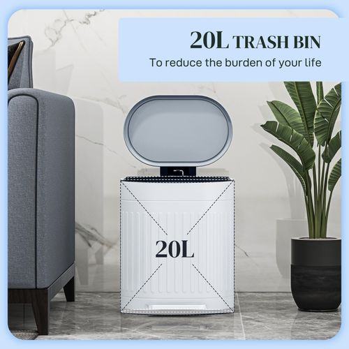 HOMCOM 20L Metal Kitchen Bin, with Soft-Close Lid - Grey — image 4