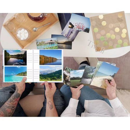 Photo Album 200 Photos 4x6 | Kraft Cover, Gold Polka Dot, Scrapbook Keepsake — image 9