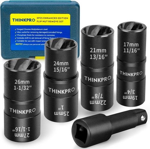 Thinkpro 5Pc Lug Nut Removal Tool Wheel Lock Remover Extractor Set 17mm to 27mm