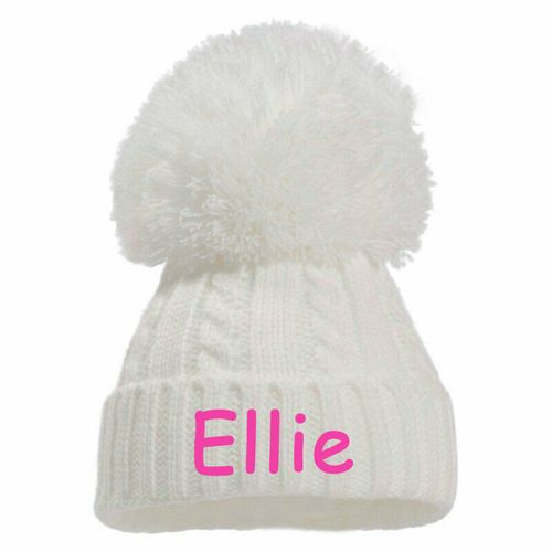 PERSONALISED Baby Pom Pom Hat Boys Girls Newborn to 6 Months 6-18 Months  — image 4