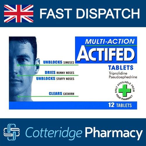 Actifed Multi-Action Tablets 12s Cold Flu Allergy Sinus Decongestant Relief