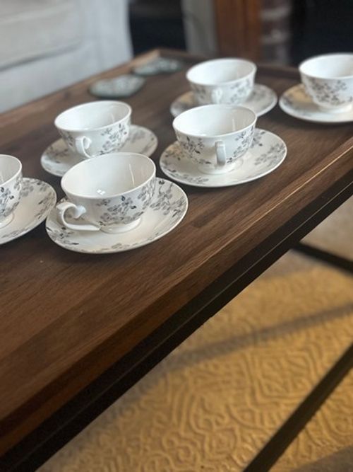 Set of 6 Laura Ashley "Iona" Fine Bone China Cups & Saucers