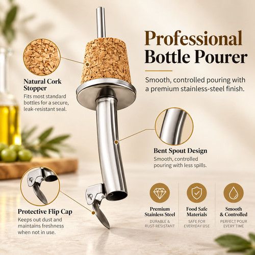 5Pcs Cork Olive Oil Pourers Oil Bottle Spouts Vinegar Dispenser with Top Cap New