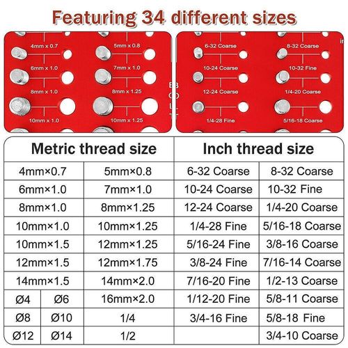 Nut and Bolt Thread Checker 34 Thread Identifier Gauge Inch Metric Screw NEW — image 8