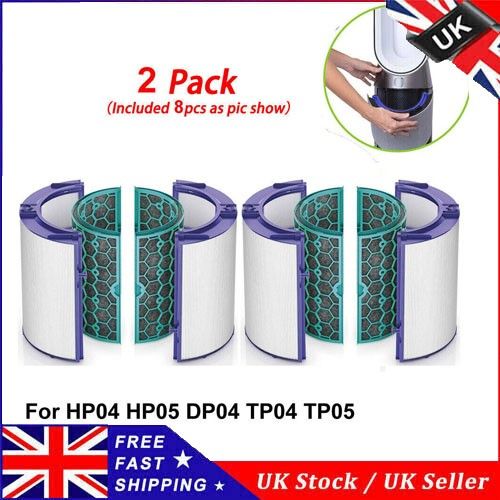 2x for Dyson HP04 TP04 DP04 TP05 Glass HEPA Filter & Activated Carbon Filter