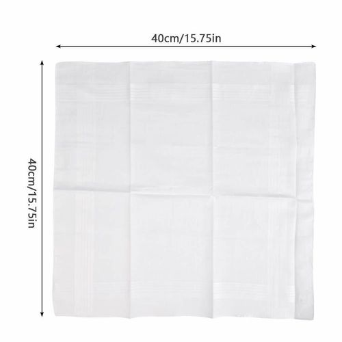 12PCS Mens Large White Square Handkerchief Soft Cotton Hankies Hankerchiefs AA — image 2