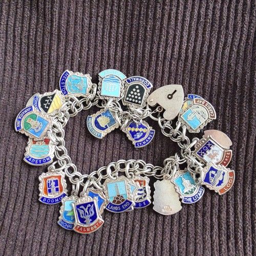 Vintage Sterling Silver Charm Bracelet Unique  Cornwall