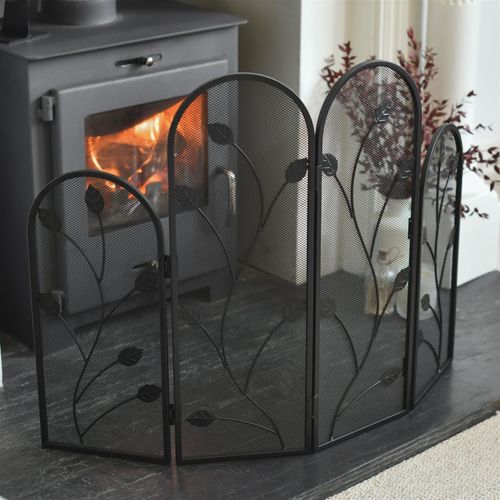 Ornate Four Fold Fire Guard with Vine Detailing — image 6