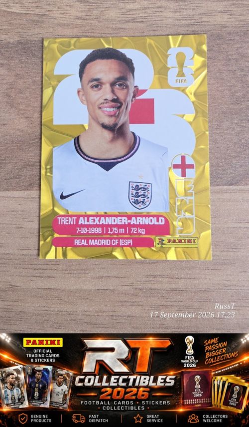2026 Panini World Cup ENGLAND Full Team Gold Crumple Stickers Jude Bellingham — image 7