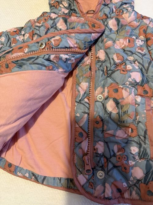 NEXT Girls Floral Quilted Hooded Padded Full Zip Puffer Jacket 3-6 Months — image 2