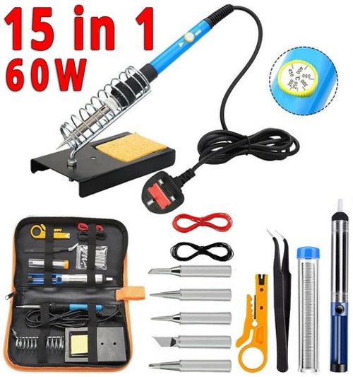 60W Soldering Iron Kit Welding Irons Electronics Solder Tools Adjustable Temp