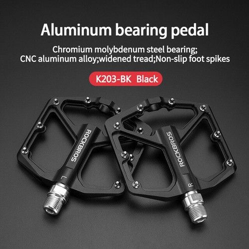 RockBros Mountain Bike Pedals Bicycle Pedals Aluminum Alloy Wide Flat  9/16" 2Pc